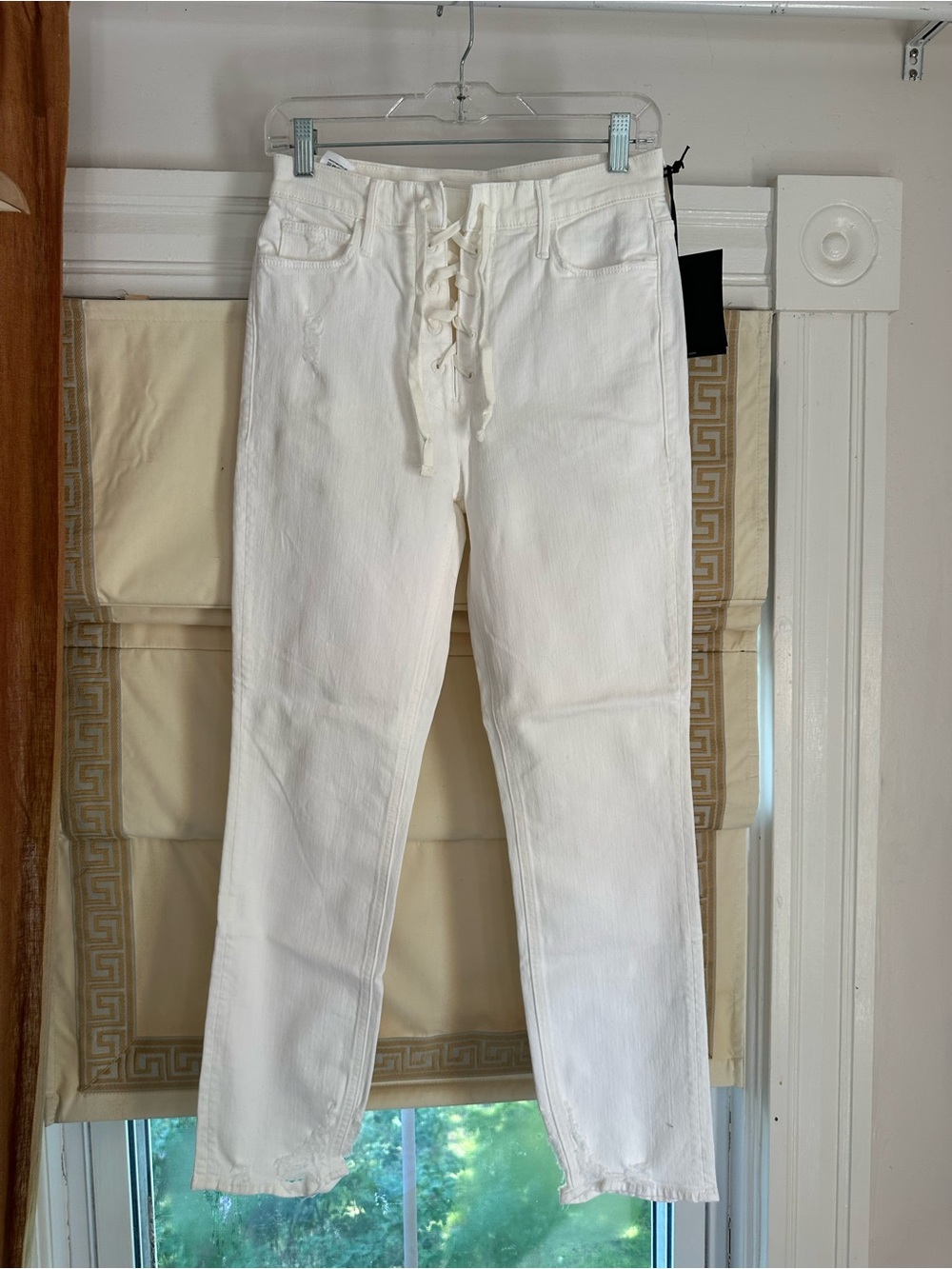 Mother Denim NWT - White Lace-Up Waist Straight Jeans - size 28